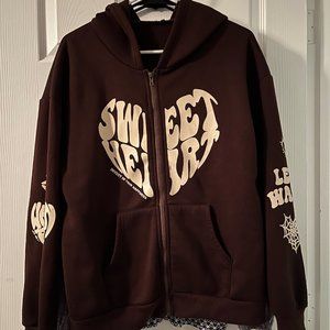 SHEIN Brown Sweetheart Zip up Hoodie size Large